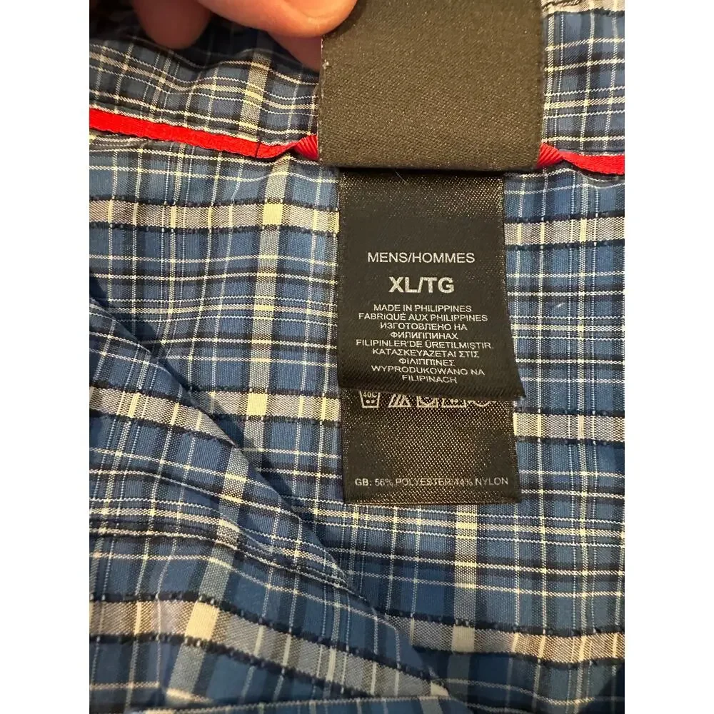 The North Face Blue Plaid SS Button Down Shirt Men's XL Casual Hiking Top